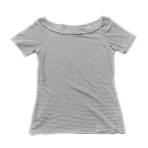 White House Black Market Black and White Striped Short Sleeve Top Size Small